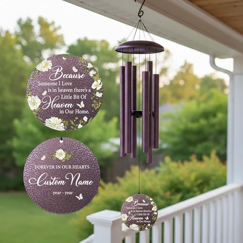 Image of Memorial Wind Chimes Personalized, Memorial Gifts for Loss of Loved One Mother Father, Sympathy Wind Chime for Bereavement Remembrance Condolences