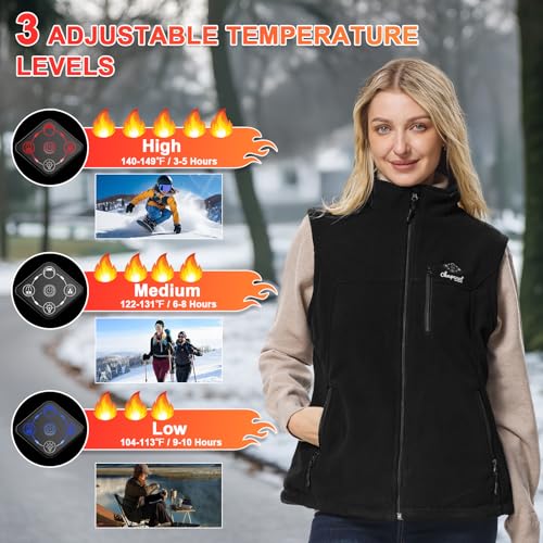 Heated Vest for Women with Battery Pack Included, Rechargeable Heated Fleece Vests, Electric Lightweight Vest Heating3
