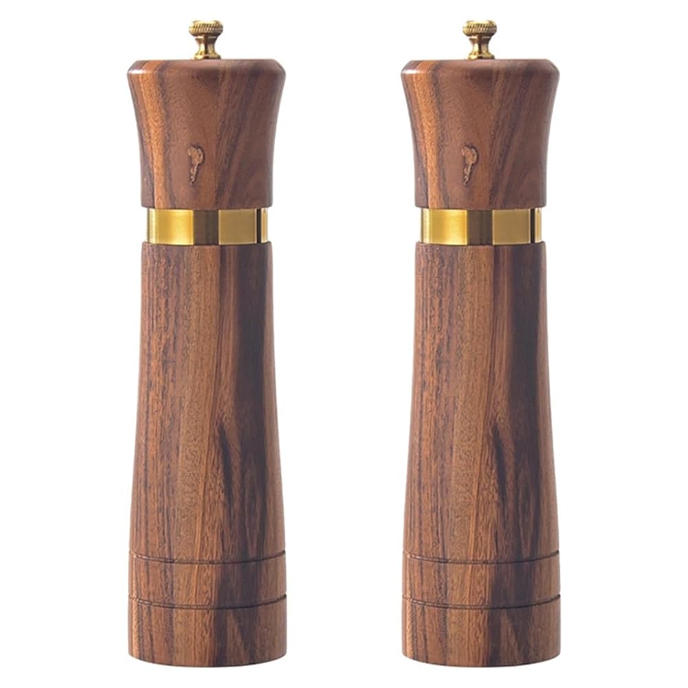 Hndhbfgrt -Wooden Manual Salt and Pepper Grinder Set(2PCS), Refillable Pepper& Salt Mill Spices Grinder