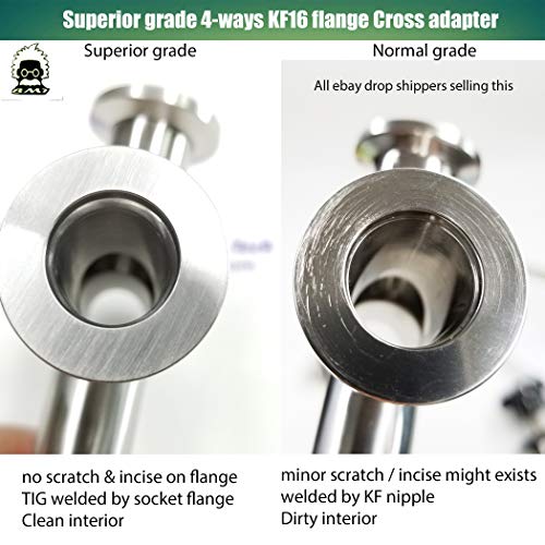 Image of bmotiontech Superior Grade - Cross 4-Ways KF16 Flange Vacuum Adapter, All Ends with KF-16 (NW-16) Flange, Made of Stainless Steel 304, for high Vacuum (KF16 Cross)