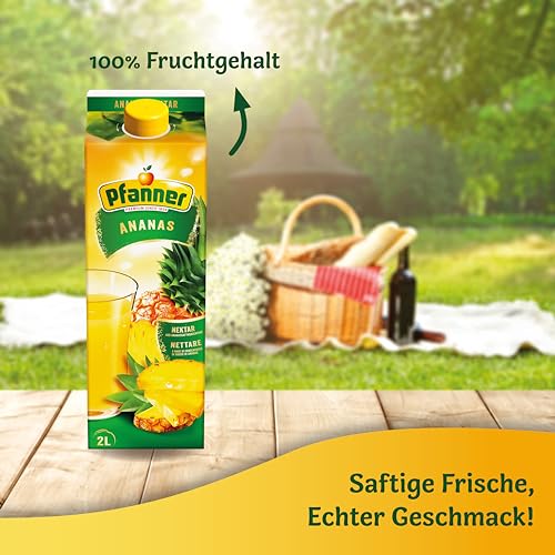Pfanner Ananas Nektar – Fruchtnektar mit leicht säuerlichem bis süßem Geschmack mit Vitamin C – Mind. 50% Ananassaft (1 x 2 l)