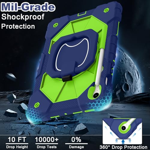 Image of WESOROL Case for Samsung Galaxy Tab S10 Lite /S10 FE /S9 FE 10.9 Inch (2025 /2023) Galaxy Tab S9 11 Inch,Shockproof Covers for Samsung S9 FE with Rotating Stand Screen Protector Pencil Holder,Navy Green