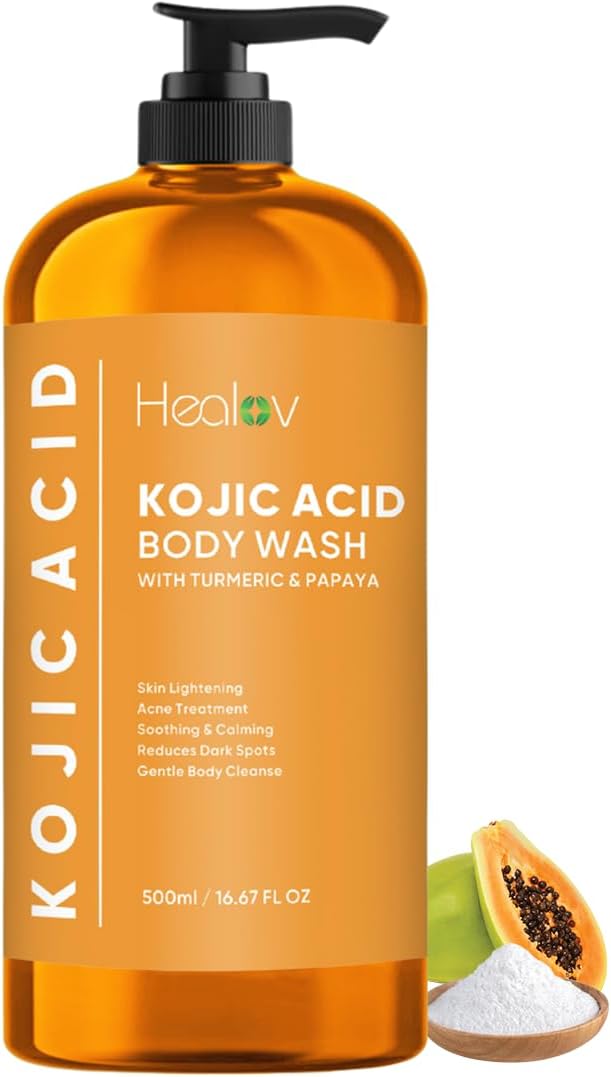 Healov Kojic Acid Soap for Hyperpigmentation – Skin Brightening Kojic Papaya Body Wash – Dark Spot Soap Reduces Acne, Scars, and Evens Tone – Turmeric Body Wash for Brighter Glowing Tone