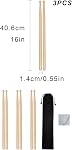 3 Pairs Drum Sticks,Classic Maple Wood 5A Drumsticks,Anti-Slip Handles Drum sticks,Classic Drumsticks Tip Drumstick with Carry Bag,Wood Tip Drumstick for Adults Kids and Beginners