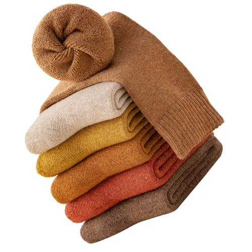 Balacoo 6 paires Chaussettes Femme Hiver Longues Rayées Thermiques Épaisses Confortables pour Automne et Quotidien