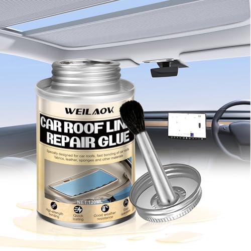WEILAOK Pegamento para Techo de Coche, Pegamento Tapiceria Techo Coche Apto para techos, Interiores y Asientos de Automóviles, Curado Rápido Fuerte, 120ml