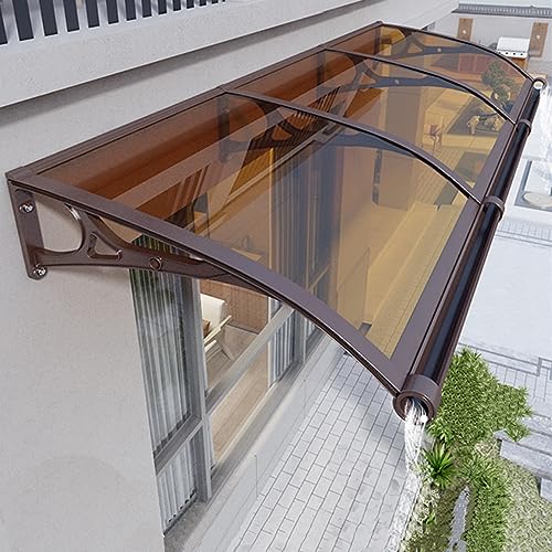 Marquesina Puerta Exterior,Toldo de Entrada,Tejadillo de Protección,Marquesina Arqueada,Puertas Ventanas Toldo Para Protección UV, Lluvia, Nieve,Fácil de Montar ( Color : Brown , Size : 100x100cm )