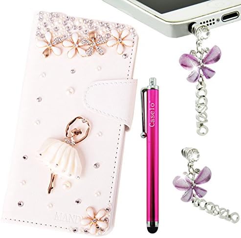 GT-S5830i Case, 3in1 3D Bling Crystal Diamond Leather Wallet 2014 New Design with Credit Card Slot Flip Diamond Case Cover for Samsung Galaxy Ace GT-S5830i S5830 + Gift Free Stylus (ramdom color) + one Free Unique Butterfly Anti Dust Earphone Jack Plug