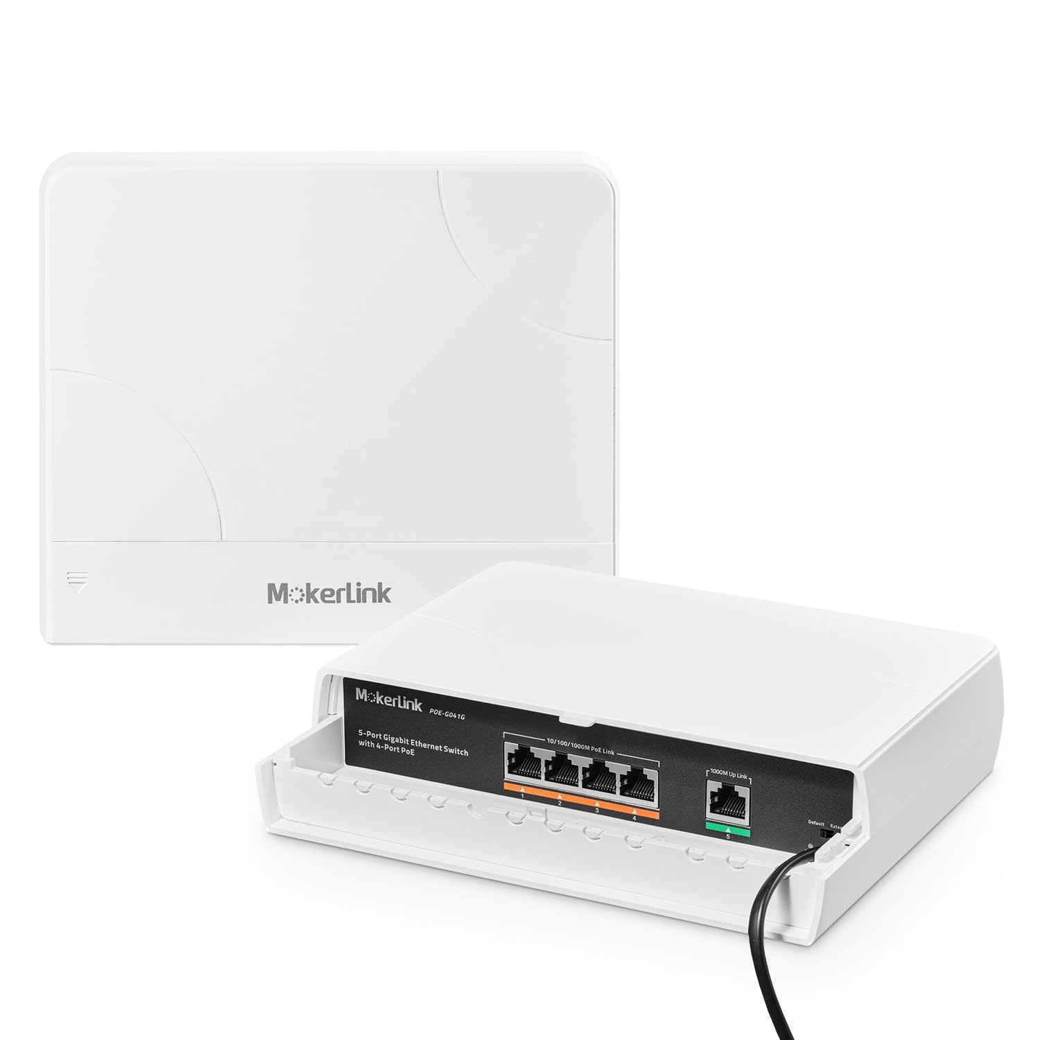 MokerLink Conmutador Gigabit PoE de 5 Puertos para Exteriores, con 4 Puertos PoE+ 1000Mbps, 78W IEEE802.3af/at, Resistente a la Intemperie, Plug and Play sin Ventilador y no gestionado