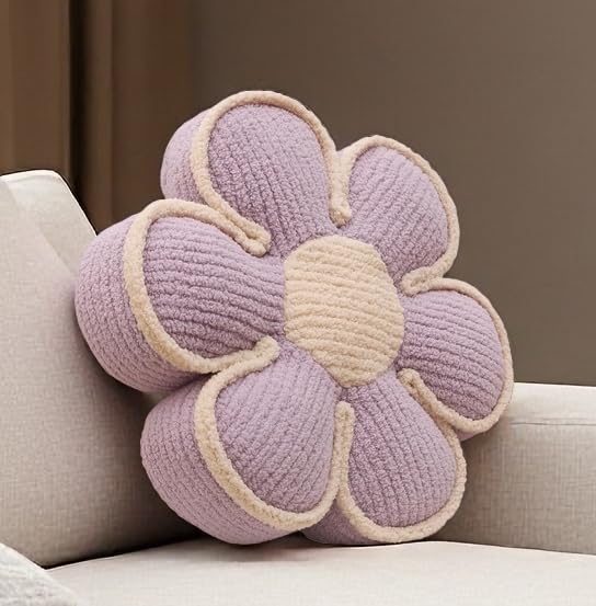 Aryan Flower Throw Pillow, Floor Cushion Seat Cushions 16In Cute Decorative Pillows for Teen Girls Room Bedroom Decor Sofa Couch Chair Bed Aesthetic (Lavender)