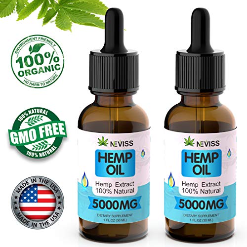 (2 Pack) Organic Hemp Oil Tincture 5000mg for Pain Relief, Stress and Anxiety