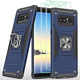 AYMECL for Galaxy Note 8 Case, Note 8 Phone Case with 3D Curved HD Screen Protector[2 Pack] Military Grade Double Shockproof with Kickstand Protective Case for Samsung Galaxy Note 8-Blue