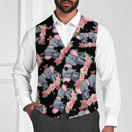 Elephant Men's Suit Vests Dress Vest V-Neck Waistcoat Slim Business Formal with Pocket2