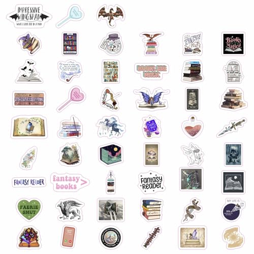 Image of 100Pcs Fantasy Book Stickers for Water Bottle and Laptop - Fantasy Book Party Favors & Decorations, Waterproof Vinyl Decals, Gifts for Women & Men