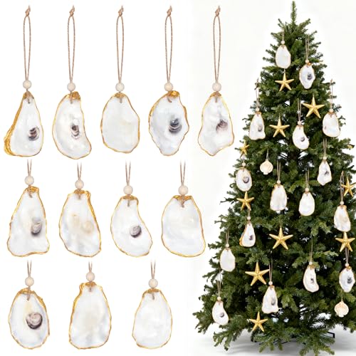 12PCS Oyster Shells Christmas Ornaments | Flat Oyster Shells for...