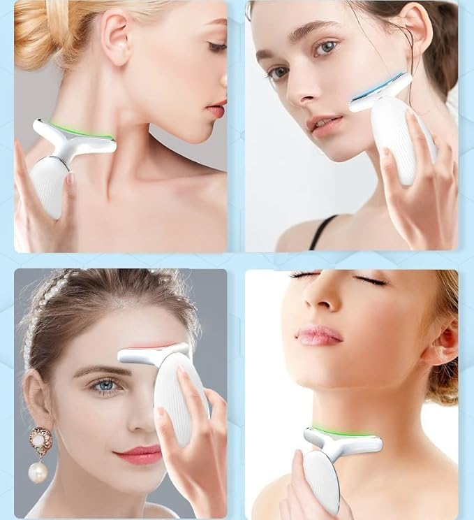 Image of Face & Neck Massager, 3 Color Lighting Modes and Vibration for Facial Massager for Skin Care Routine at Home Face Sculpting Tool, Face Beauty Device for Face & Neck Lifting Tightens (Multicolor)