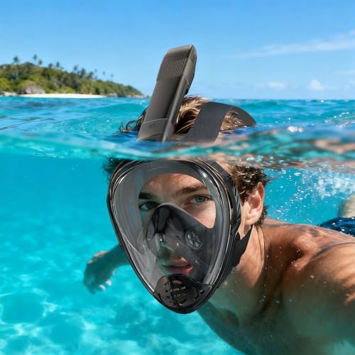 Full Face Snorkel Mask, Snorkeling Gear for Adults, Scuba Mask Diving Dry Top Snorkel Gear with Detachable Camera Mount, 180° Panoramic View Anti-Leak Anti-Fog Travel Package by ForShine - Image 7