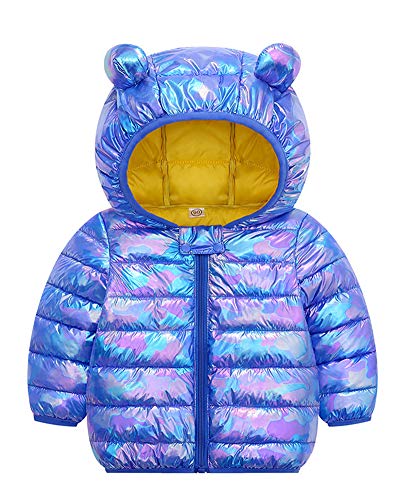 Baby Boys Girls Light Puffer Jacket Cartoon Bear Hoodie Coat Winter Down Cotton Outwear 6-12 M Royal Blue