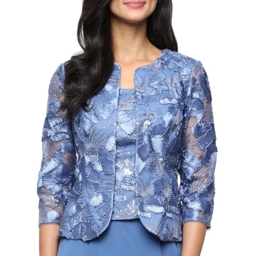 Image of Alex Evenings Women's Tea Length Jacket Dress, Perfect for Weddings, Formal Events (Petite and Regular Sizes)