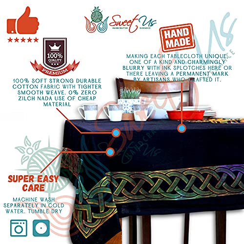 Sweet Us Cotton Celtic Clover Tie-Dye Tablecloth For Rectangle Tables Blue Green Purple Orange Yellow Shamrock Table Cloth Table Cover For Indoor And Outdoors #TOP1