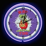 19' Rat Fink Purple Sign Neon Clock, Purple Outside Tube, Two Neon Tubes