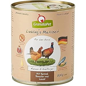 GranataPet Liebling’s Comida faisán y Aves de Corral, Comida húmeda para Perros, Comida para Perros sin Cereales y sin aditivos de azúcar, piensos completos, 6 x 800 g
