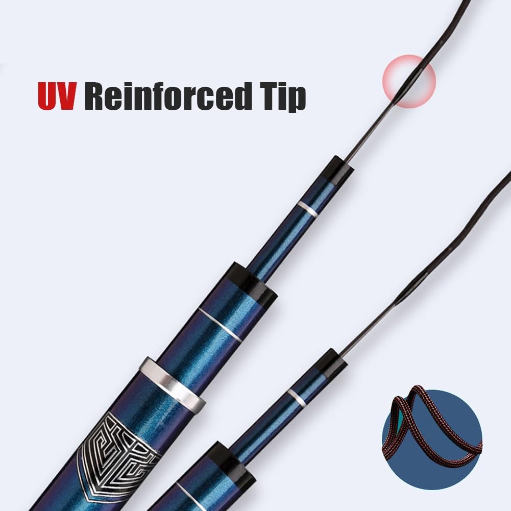 Canna da Pesca telescopica ad Alto tenore di Carbonio da 3,6 m a 8,1 m – Canna Ultra Rigida per la Pesca alla Carpa, Attrezzatura da Pesca(4.8m)