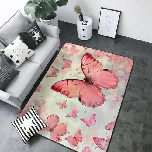 Tapis imprimé papillon grand format 203 x 147 cm multicolore - 5