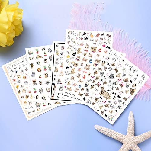 Cute Cat Nail Art Stickers, 3D Little Animal Self-Adhesive Sticker Cartoon Cats Nail Art Decals Holographic Colorful Cat Nail Decal Design For Women Girls Manicure Decoration Diy Nail Sticker Supplies #TOP2