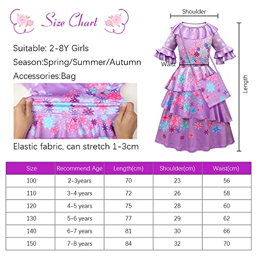 URAQT Isabella Jurk, Isabella Mirabel cosplay Kostuum met Tas, Magische Familie Mirabel Isabela Prinsessenjurken Zomerjurk met Ruches Princess Fancy Dress up voor Bruiloft, Halloween, Kerstmis, Carnaval, Feest, Maskerade, Cadeau - Image 5