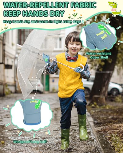Image of RIGWARL Toddler Winter Gloves Water Repellent, Thin Winter Kids Fleece Gloves for Running School Cycling Hiking, Lightweight Kids Fleece Gloves for Boys Girls Aged 3 4 5 6 7 8 Years