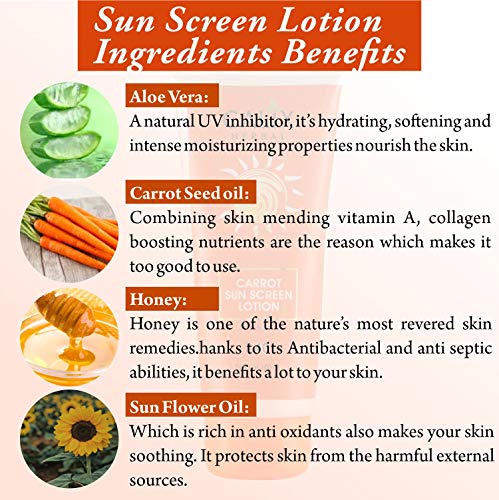 Image of Calix Herbal Ayurvedic Sunscreen SPF 40 Carrot Sun Screen Lotion For Women /Men - Sunscreen Cream For Indian Summer Condition -Help in Sun Protection From UVA /UVB Rays | For All Skin - 100 Ml