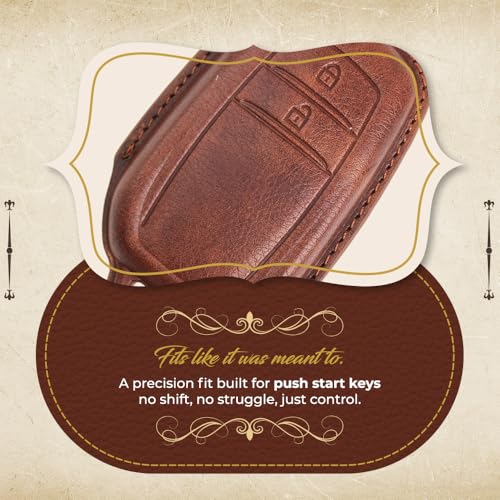 Image of Keyzone Vintage Leather Key Cover for Toyota Innova Crysta, Innova HyCross, Hilux 2 Button smart Key (VL-Black)