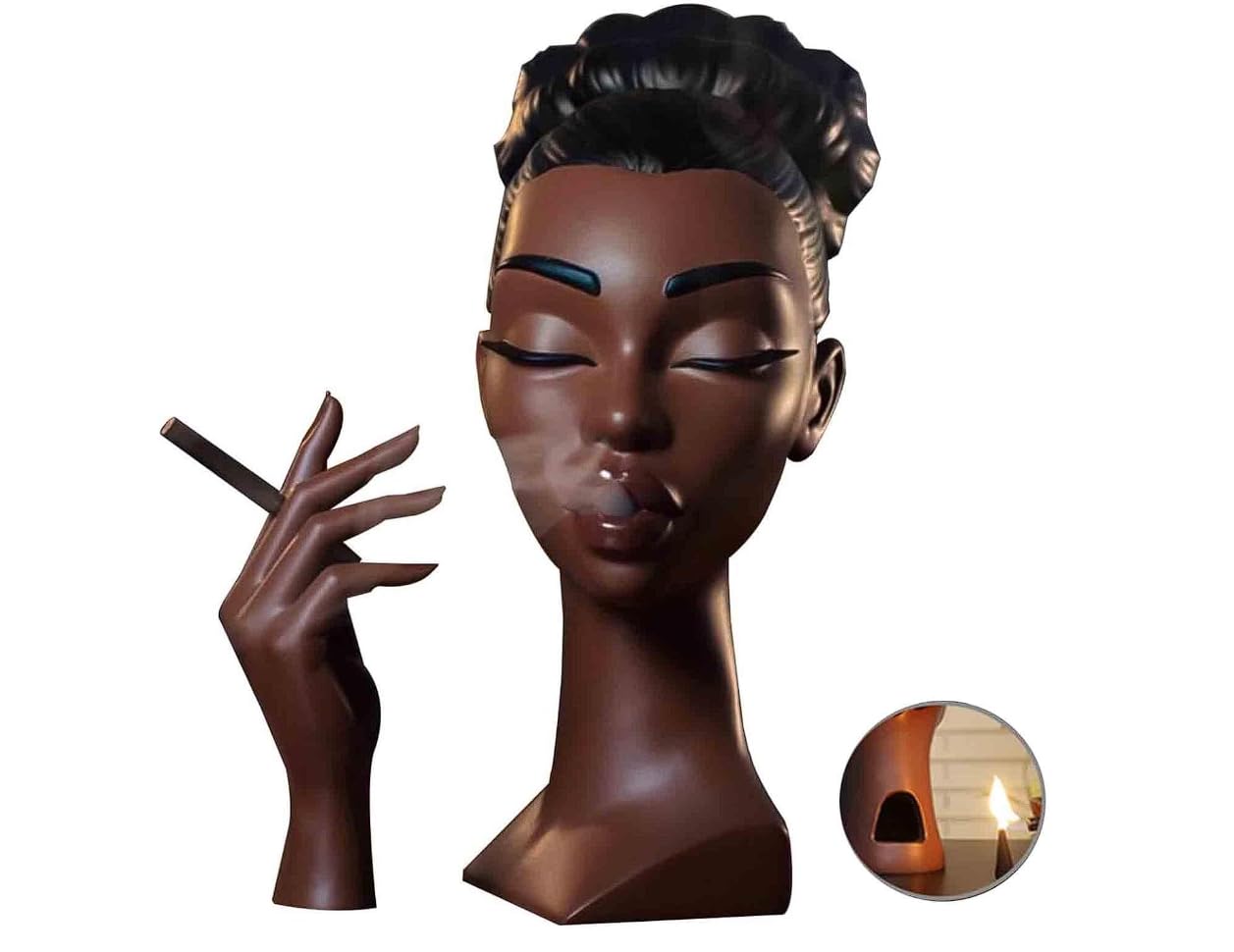 Generic Black Woman Head Incense Burner, Black Girl Incense Holder, Home Decor (B)