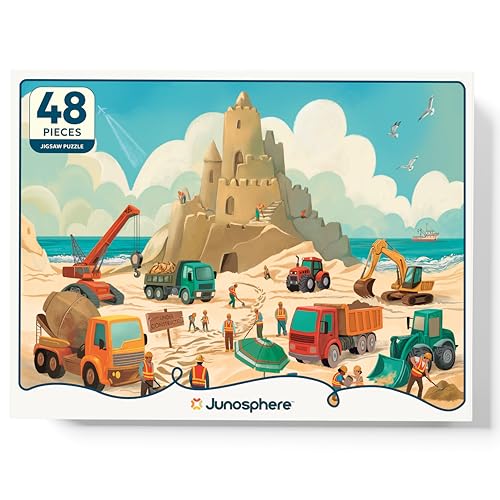 Image of Beach Builders Construction Vehicle Jigsaw Puzzle | 48 Pieces | Ages 4, 5, 6, 7 Years | Premium Montessori Toy & Quiet Time Activity | Birthday Gift or Return Gift for Kids