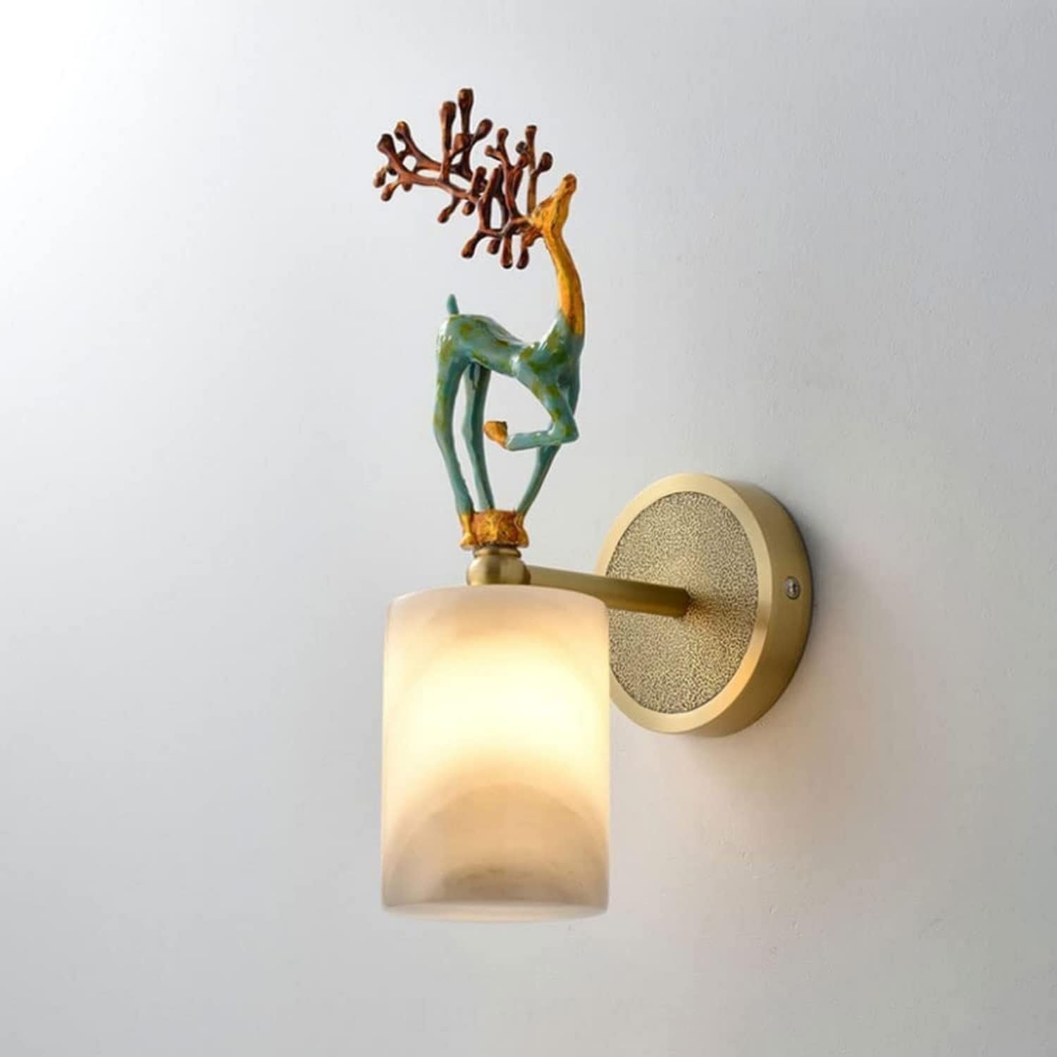 JKJZSALJ Modern Indoor Led Wall Lights Brass Marble Wall Lamp Chinese Style Corridor Wall Light Dining Living Room Wall Sconce,Light Fixture,24Cm,28cm