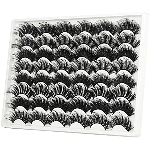 False Eyelashes 25mm Lashes Dramatic Eyelash Pack Wholesale 24 Pairs 8 Styles Faux Mink Lashes Long Fluffy Thick Full Volume Soft Reusable Fake Eyelashes Pack