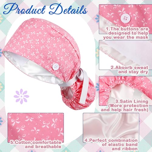 Image of Honoson 6 Pcs Scrub Caps Women with Buttons