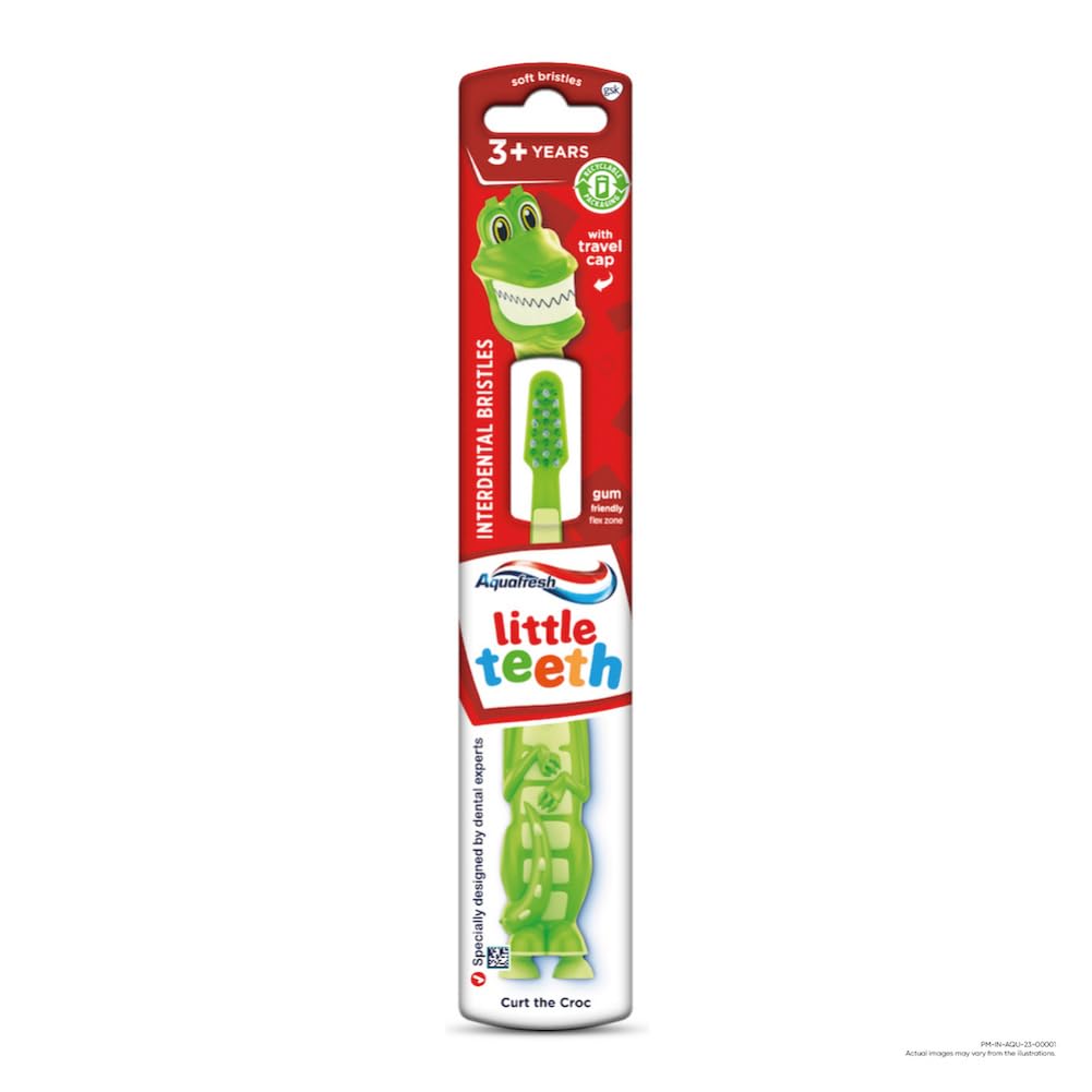Aquafresh Kid Little Teeth Manual Toothbrush - Alligator, Green, Pack of 1