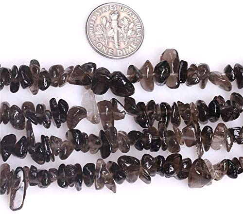 Image of 5-8mm Smoky Quartz Chips Natural Chip Stone Beads for Jewelry Making | Semi Precious, Loose Gemstone, Healing Crystal, Rocks, 230Pcs Strand, Drilled, DIY Bracelets Necklaces Earrings Crafts Supply