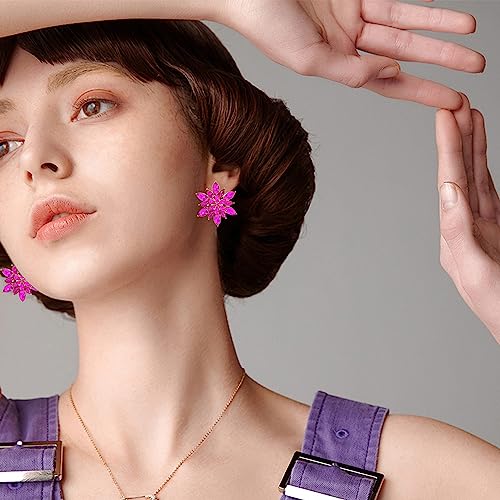 Crystal Flower Burst Stud Earrings - Elegant Hypoallergenic Large Big Sparkly CZ Cubic Zirconia Rhinestone Daisy Sunflower Floral Cluster Flower Stud Earrings Bridal Wedding Party Prom Costume Jewelry for Bride Bridesmaids Women Birthstone Birthday Gift4