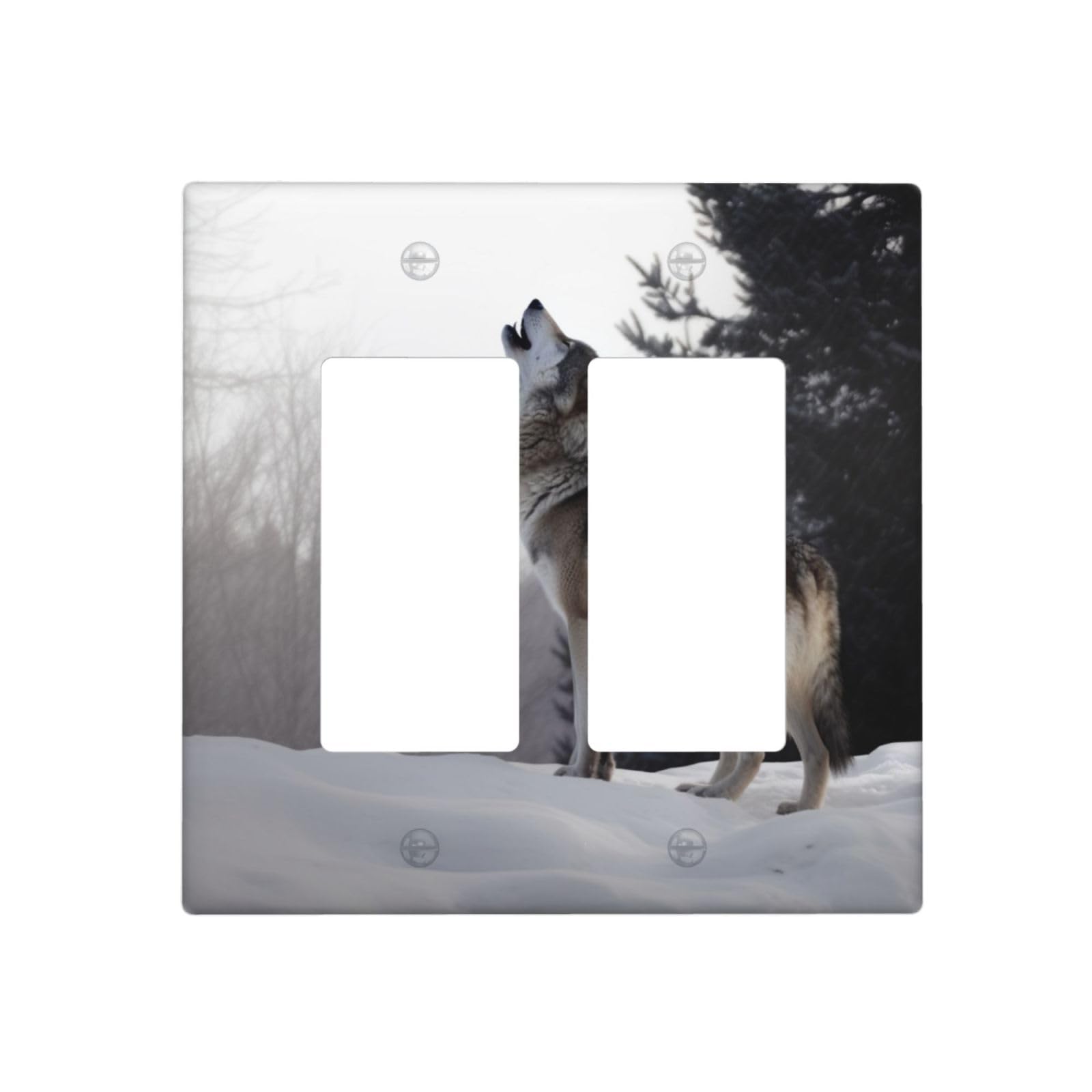 Decorator Wall Plate 2 Gang Light Switch Covers howling wolf Wallplate Double Toggle Switch Plate Standard Size Electrical Outlet Covers Decorative Wall Switch Plate Cover