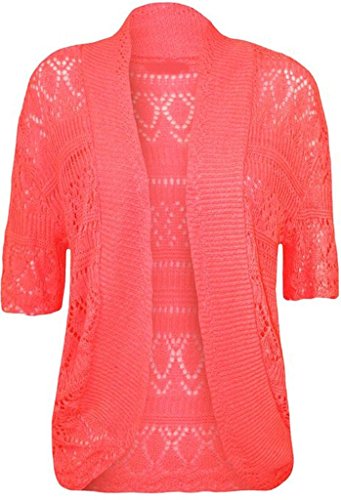 Bolero de crochet rosa coral ideal para vestidos de boda de día