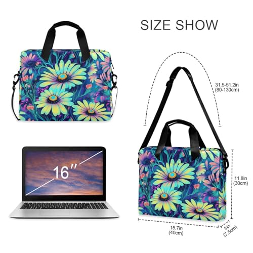 Maletín bandolera floral para laptop 13-16 in miniatura 3