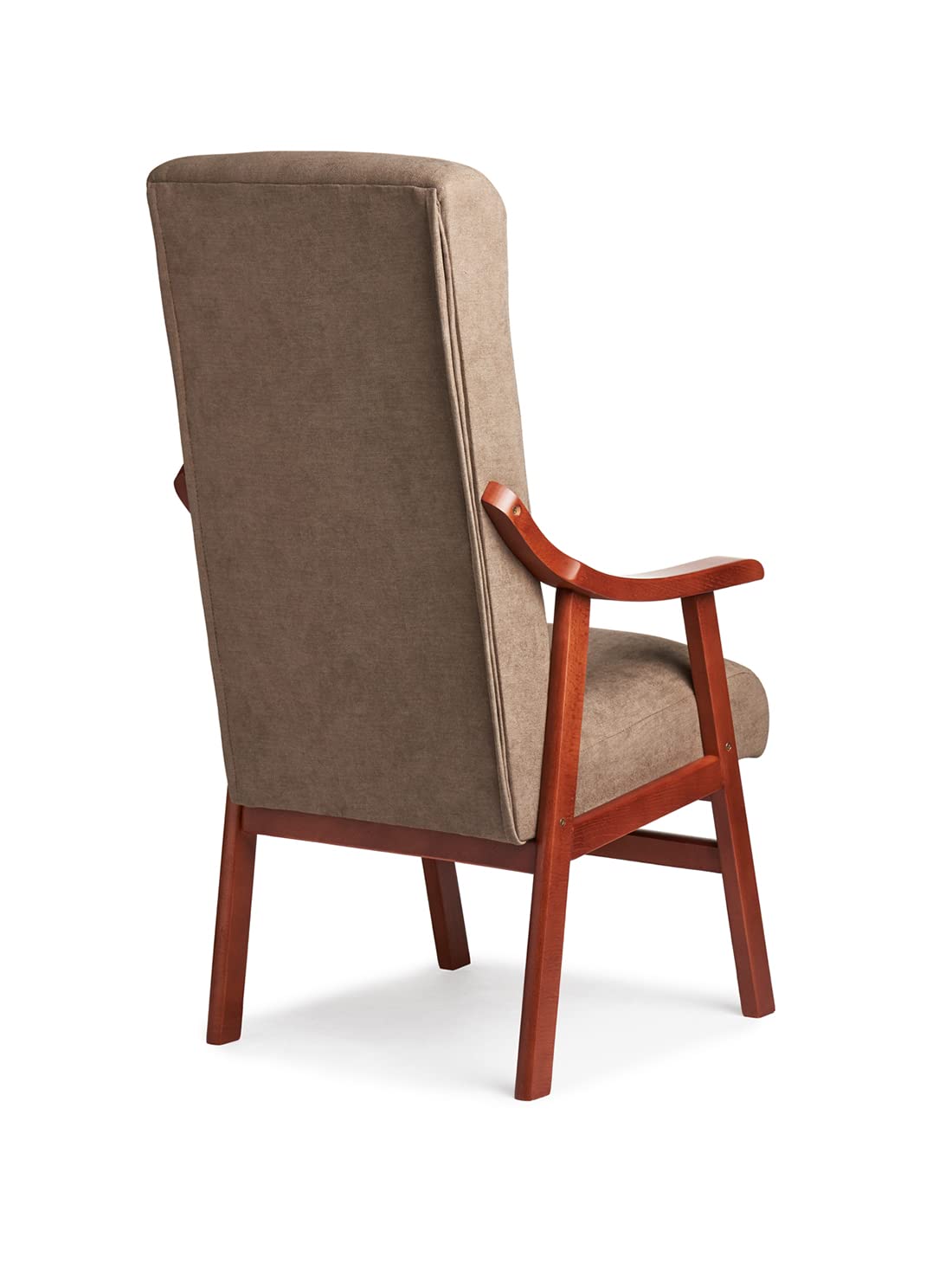Silla Brazos de Madera, Respaldo Recto, Ideal para Personas Mayores, Movilidad Reducida o Dolor Espalda. Usada en residencia y geriátricos. Tamaño: 57x70x114 cm. [Tostado, Cerezo]