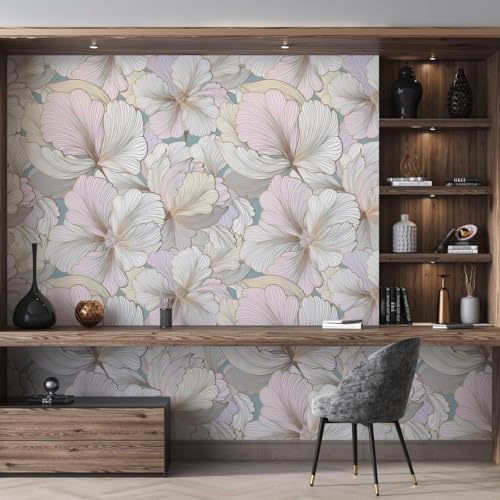Image of Pink Floral Wallpaper for Walls | Peel and Stick Self Adhesive Wall Sticker | Waterproof PVC Vinyl Decorative Wall Decor for Home, Living Room, Bedroom & Office (45x300 cm)