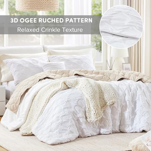 Comfort Spaces All Season Twin XL Comforter Set for Girls, 3 Piece, White - image 3