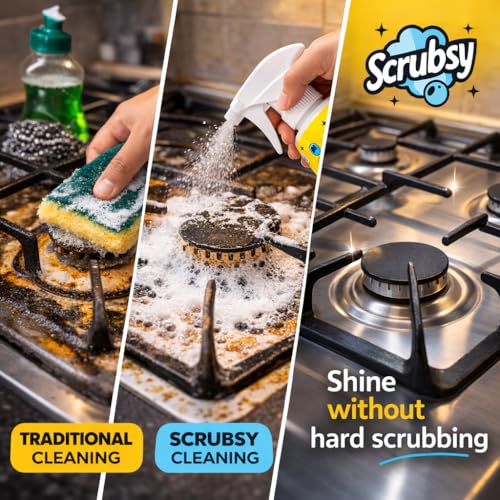 Image of Kitchen Cleaning Spray - Kitchen Surface and Chimney Cleaner - Gas Stove Cleaner Liquid Spray - All Purpose Grease, Slab Tough Degreaser Foam Spray, Streak-Free Shine, 800ml, Pack of 2