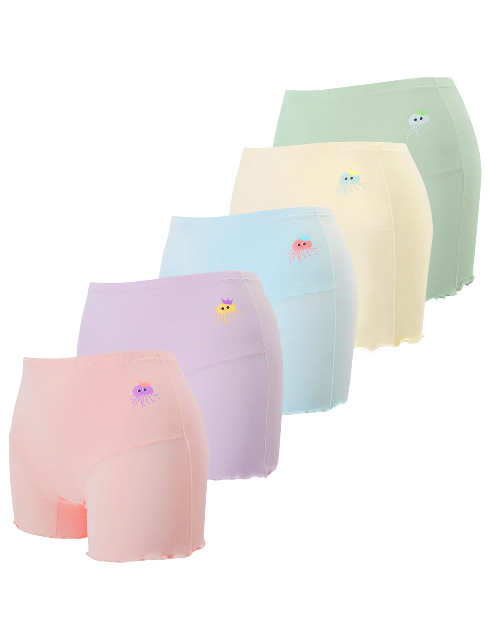AMYNICE Girls Underwear Soft Breathable Girl Panties with Lace Cuffs Stylish Design Neutral Versatile Colors Girls Briefs