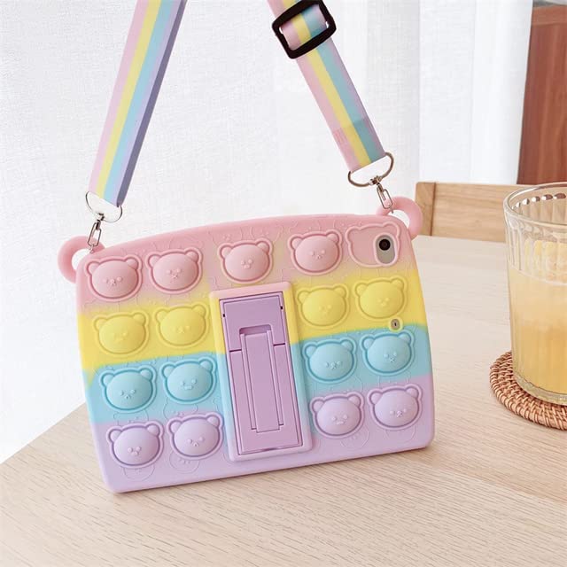 bubble case Cartoon Uniscorn Kids Bubble Case For Samsungs Galaxys Tab A8 10.5 SMX200 X205 S6 A7 Lite T500 P610 T290 T220 Silicon Tablet Cover (Rainbows PaoPao Bears Tab 3 Lite 7.0 T110)